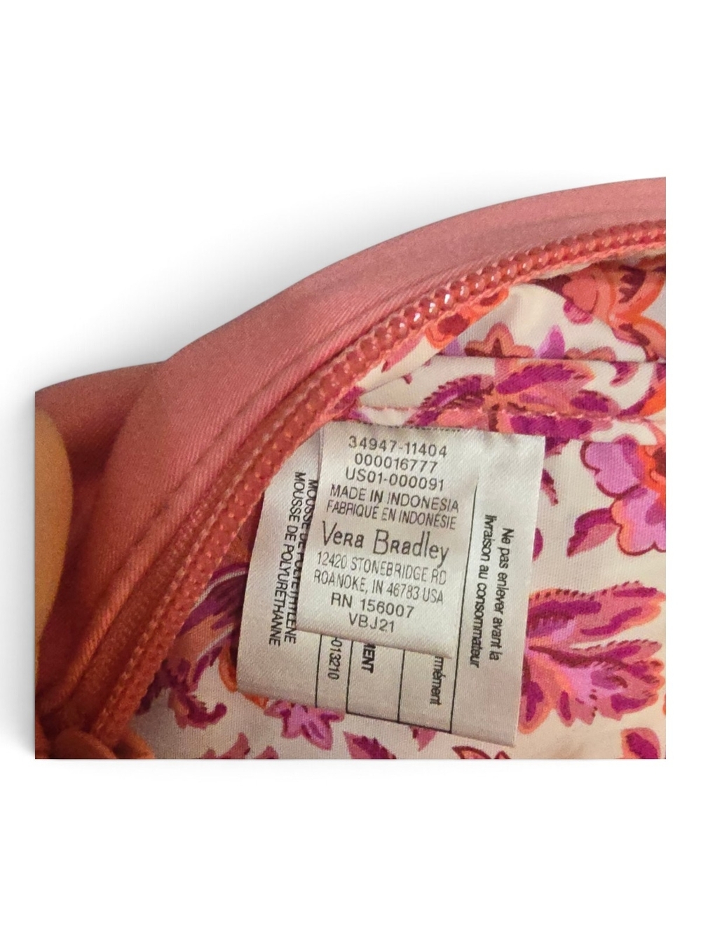Vera Bradley Rouge Rose Pink Sling Backpack Cotton 9×19 In - Picture 12 of 16
